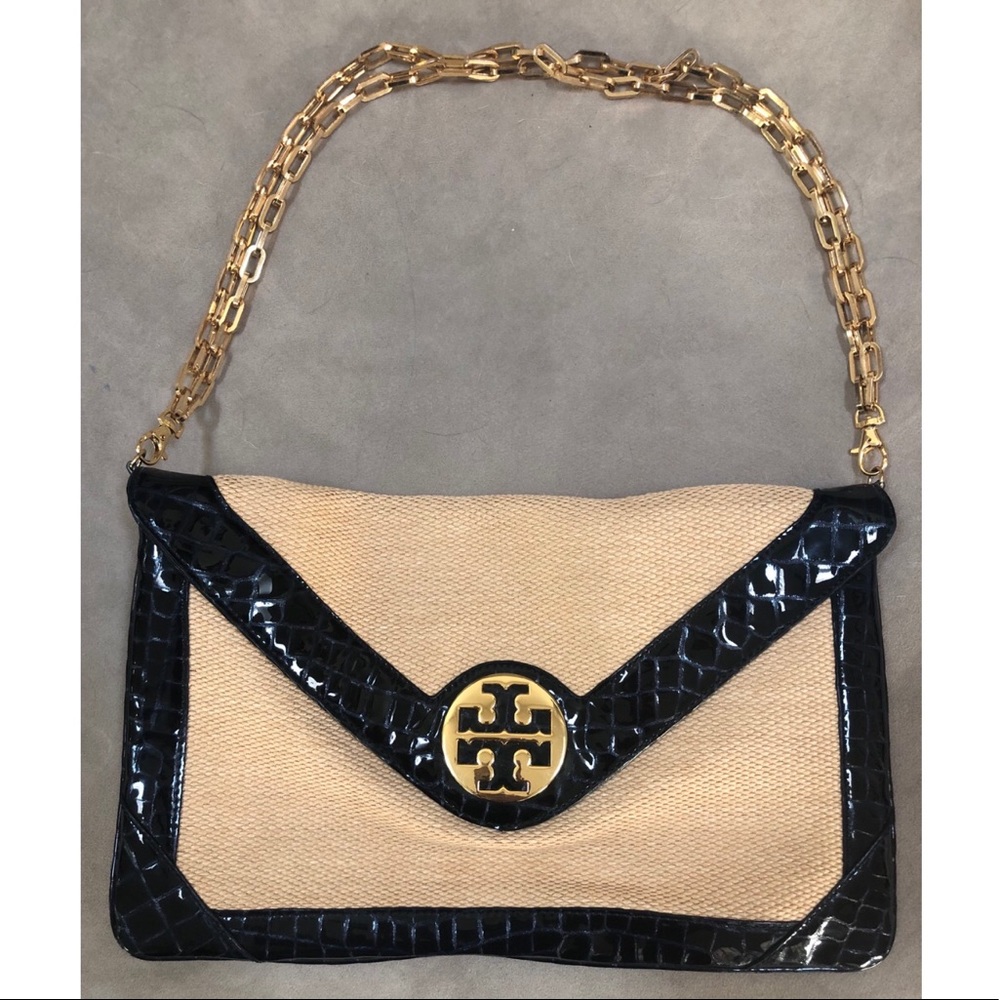 Authentic Tory Burch Straw Embossed Bag
